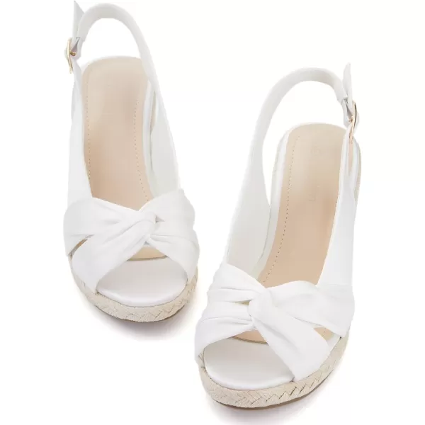 Women's Espadrille Wedge Sandals Tieknot Slingback Peep Toe Platform Ankle Buckle Sandals Slip On Mid Heel Casual Dress Shoes