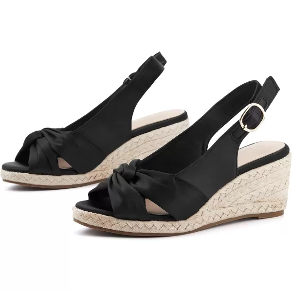 Women's Espadrille Wedge Sandals Tieknot Slingback Peep Toe Platform Ankle Buckle Sandals Slip On Mid Heel Casual Dress Shoes