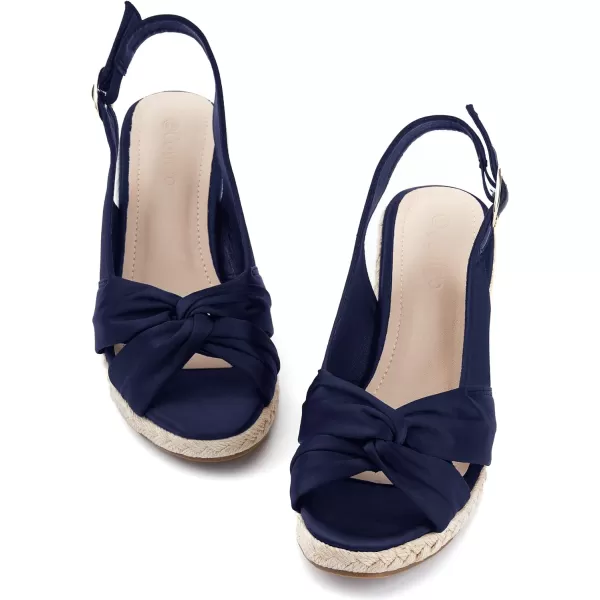 Women's Espadrille Wedge Sandals Tieknot Slingback Peep Toe Platform Ankle Buckle Sandals Slip On Mid Heel Casual Dress Shoes