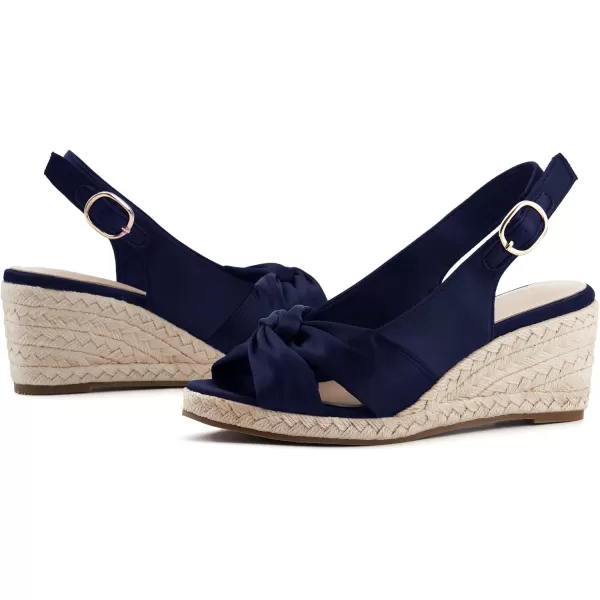 Women's Espadrille Wedge Sandals Tieknot Slingback Peep Toe Platform Ankle Buckle Sandals Slip On Mid Heel Casual Dress Shoes