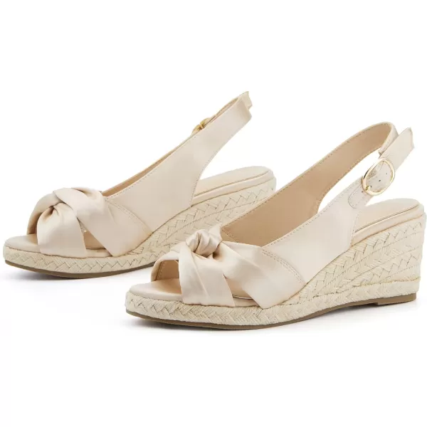 Women's Espadrille Wedge Sandals Tieknot Slingback Peep Toe Platform Ankle Buckle Sandals Slip On Mid Heel Casual Dress Shoes