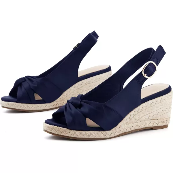 Women's Espadrille Wedge Sandals Tieknot Slingback Peep Toe Platform Ankle Buckle Sandals Slip On Mid Heel Casual Dress Shoes