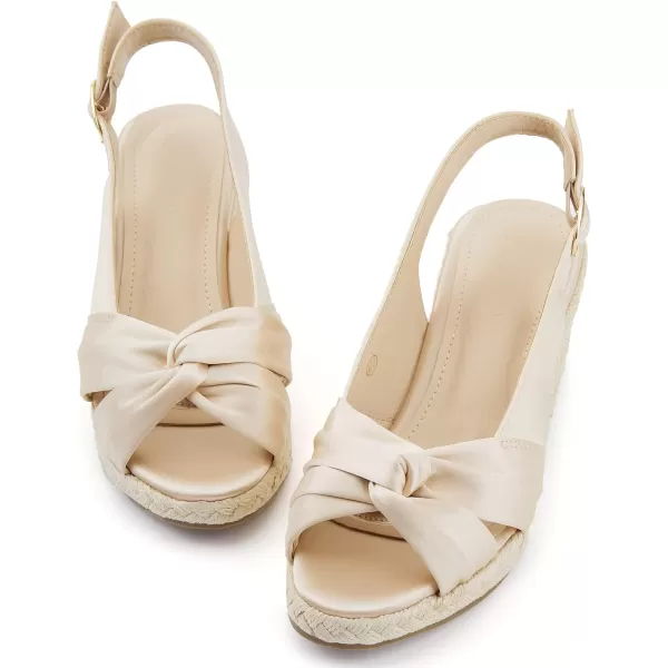 Women's Espadrille Wedge Sandals Tieknot Slingback Peep Toe Platform Ankle Buckle Sandals Slip On Mid Heel Casual Dress Shoes