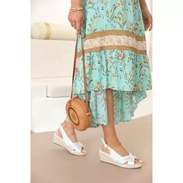 Women's Espadrille Wedge Sandals Tieknot Slingback Peep Toe Platform Ankle Buckle Sandals Slip On Mid Heel Casual Dress Shoes