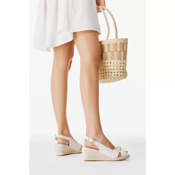 Women's Espadrille Wedge Sandals Tieknot Slingback Peep Toe Platform Ankle Buckle Sandals Slip On Mid Heel Casual Dress Shoes