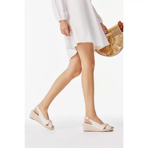Women's Espadrille Wedge Sandals Tieknot Slingback Peep Toe Platform Ankle Buckle Sandals Slip On Mid Heel Casual Dress Shoes