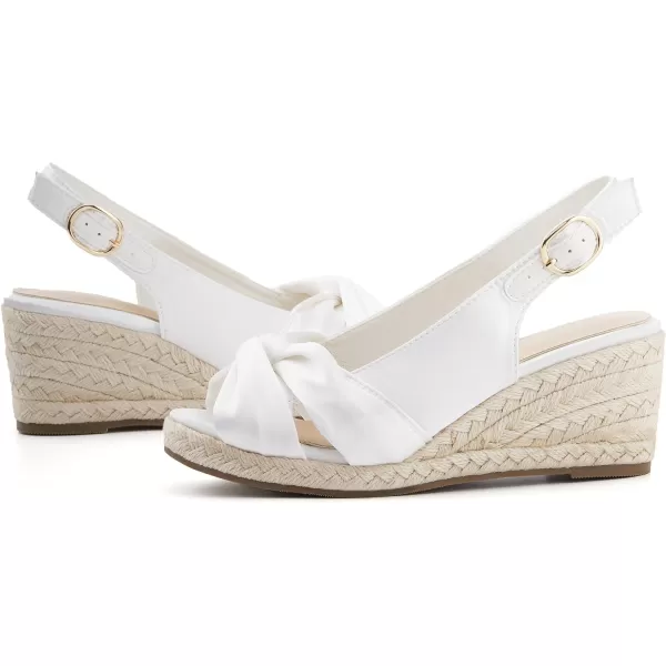 Women's Espadrille Wedge Sandals Tieknot Slingback Peep Toe Platform Ankle Buckle Sandals Slip On Mid Heel Casual Dress Shoes