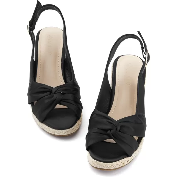 Women's Espadrille Wedge Sandals Tieknot Slingback Peep Toe Platform Ankle Buckle Sandals Slip On Mid Heel Casual Dress Shoes