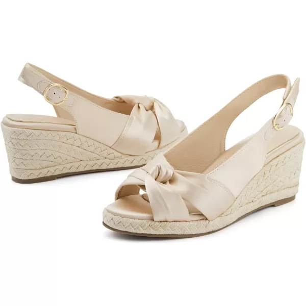 Women's Espadrille Wedge Sandals Tieknot Slingback Peep Toe Platform Ankle Buckle Sandals Slip On Mid Heel Casual Dress Shoes