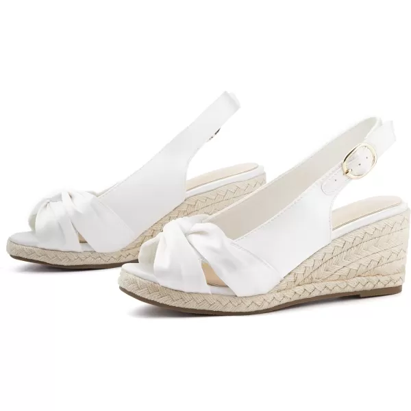 Women's Espadrille Wedge Sandals Tieknot Slingback Peep Toe Platform Ankle Buckle Sandals Slip On Mid Heel Casual Dress Shoes