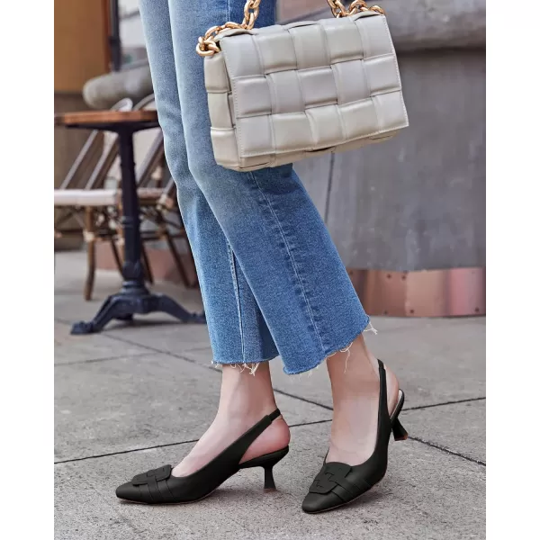 Womens Slingback Heels Low Kitten Heel Closed Toe Dress Shoes Sexy Elegant Wedding Office Pumps)
