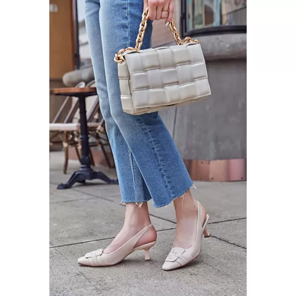 Womens Slingback Heels Low Kitten Heel Closed Toe Dress Shoes Sexy Elegant Wedding Office Pumps)