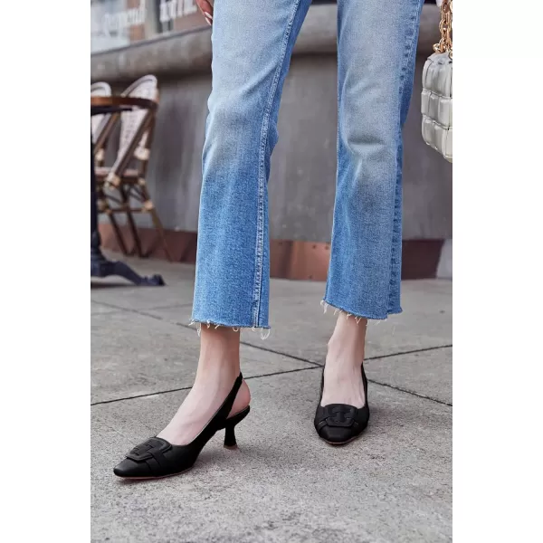Womens Slingback Heels Low Kitten Heel Closed Toe Dress Shoes Sexy Elegant Wedding Office Pumps