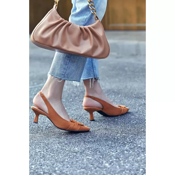 Womens Slingback Heels Low Kitten Heel Closed Toe Dress Shoes Sexy Elegant Wedding Office Pumps