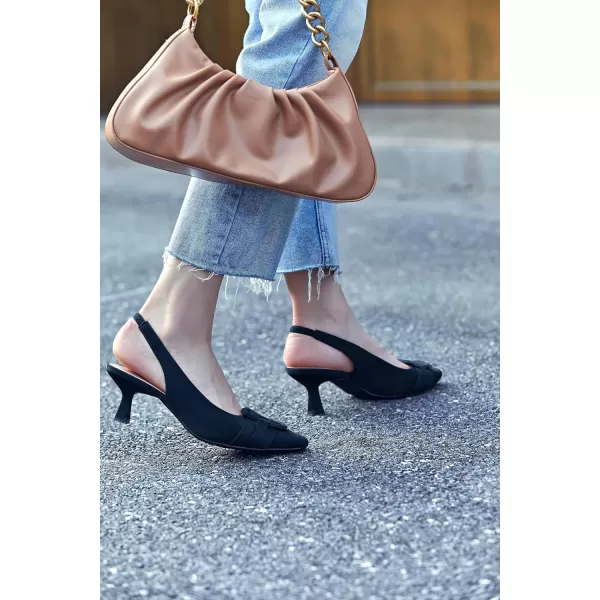 Womens Slingback Heels Low Kitten Heel Closed Toe Dress Shoes Sexy Elegant Wedding Office Pumps