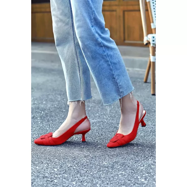 Womens Slingback Heels Low Kitten Heel Closed Toe Dress Shoes Sexy Elegant Wedding Office Pumps