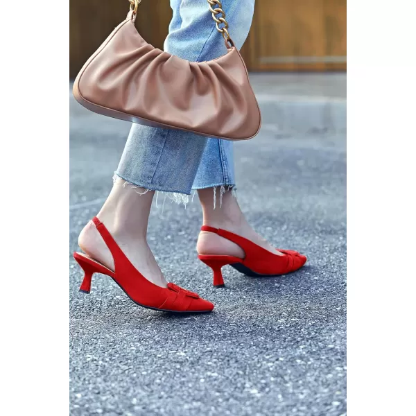 Womens Slingback Heels Low Kitten Heel Closed Toe Dress Shoes Sexy Elegant Wedding Office Pumps