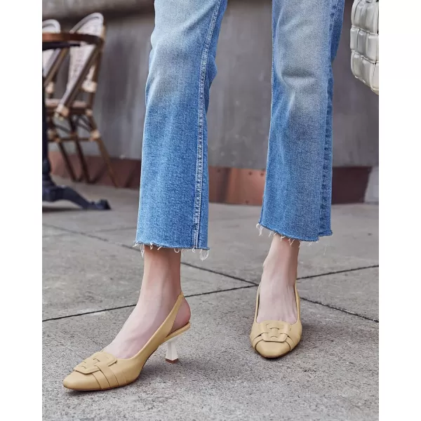 Womens Slingback Heels Low Kitten Heel Closed Toe Dress Shoes Sexy Elegant Wedding Office Pumps)