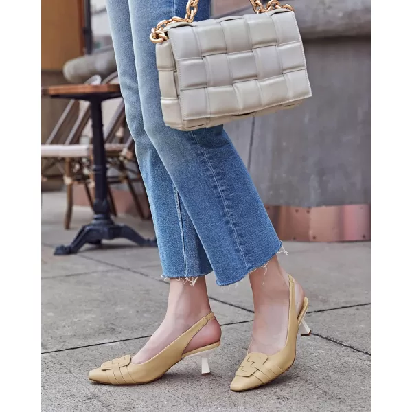 Womens Slingback Heels Low Kitten Heel Closed Toe Dress Shoes Sexy Elegant Wedding Office Pumps)