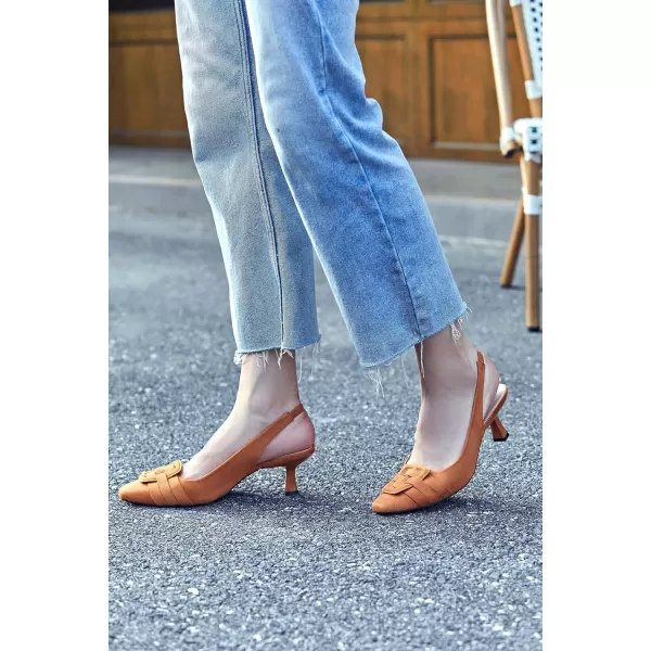 Womens Slingback Heels Low Kitten Heel Closed Toe Dress Shoes Sexy Elegant Wedding Office Pumps