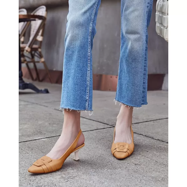 Womens Slingback Heels Low Kitten Heel Closed Toe Dress Shoes Sexy Elegant Wedding Office Pumps)