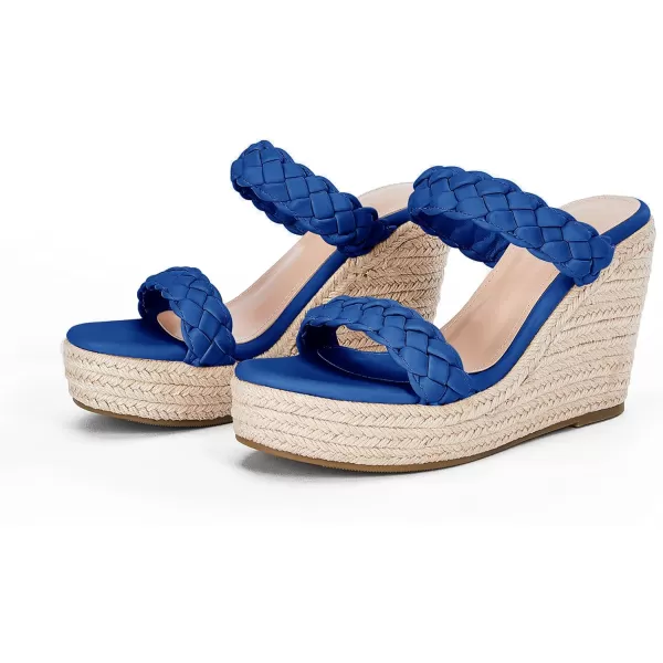Womens Wedge Platform Sandals Espadrilles Two Strap Woven Slip On Summer Cute Slide Sandals