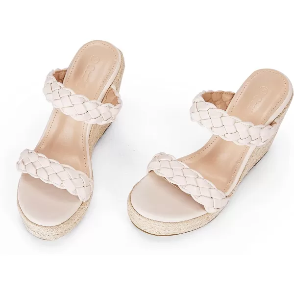 Womens Wedge Platform Sandals Espadrilles Two Strap Woven Slip On Summer Cute Slide Sandals