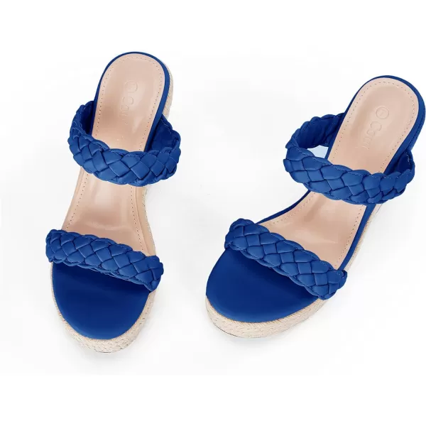 Womens Wedge Platform Sandals Espadrilles Two Strap Woven Slip On Summer Cute Slide Sandals