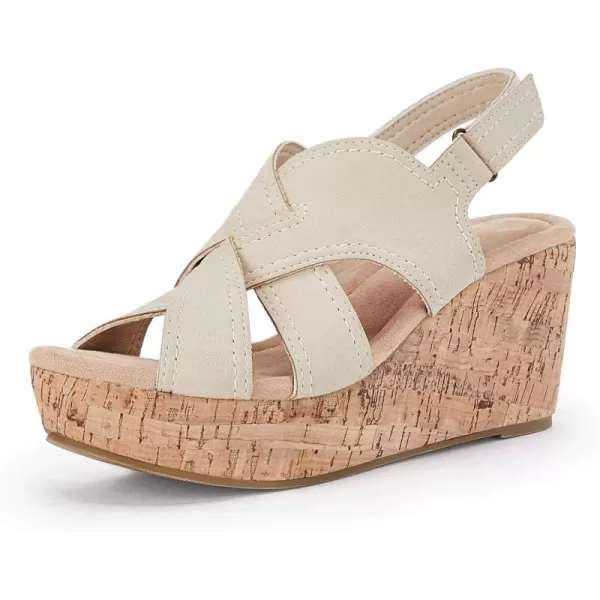Coutgo Wedge Sandals for Womens Platform Open Toe Heels Cork Summer Dress Shoes