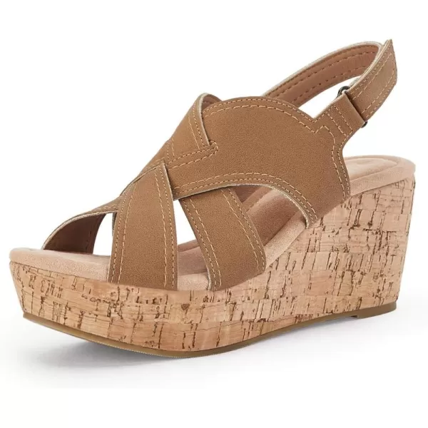 Coutgo Wedge Sandals for Womens Platform Open Toe Heels Cork Summer Dress Shoes