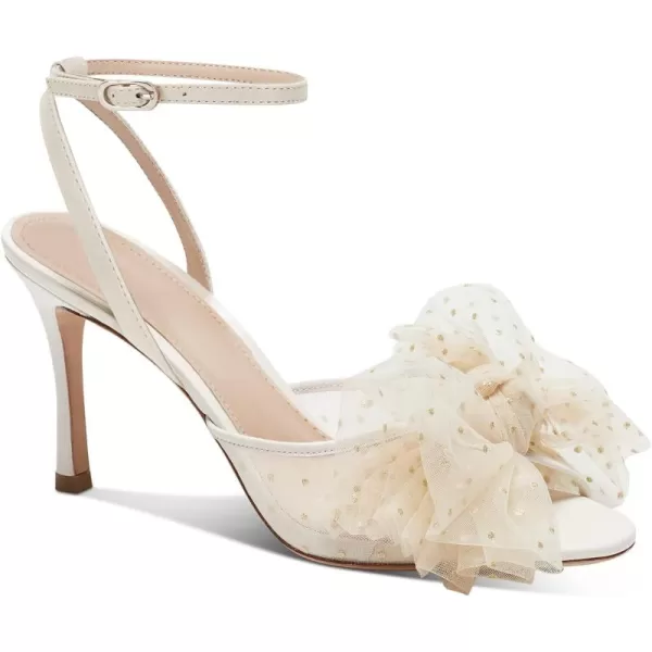 Coutgo Womens Bow Tie Heels Sandals Sexy Peep Toe Slingback Pumps Mesh High Stiletto Heel Summer Dress Wedding Shoes