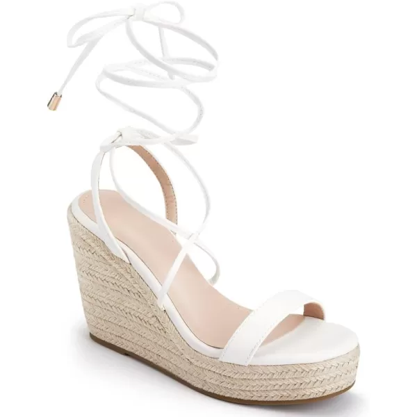 Coutgo Women's Espadrille Wedges Lace Up Platform Ankle Cross Strap Slingback Summer Dress Sandals