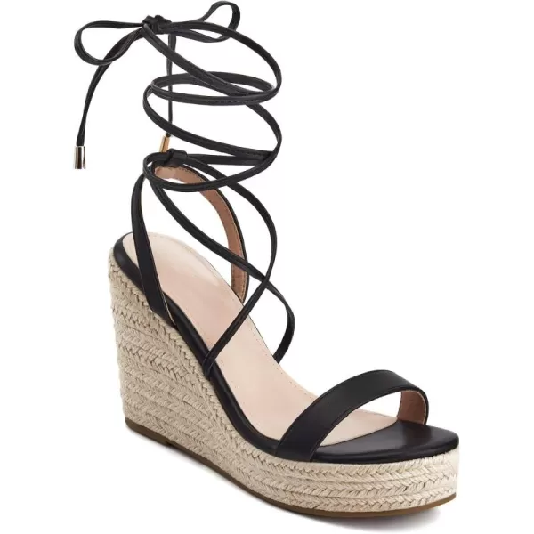 Coutgo Women's Espadrille Wedges Lace Up Platform Ankle Cross Strap Slingback Summer Dress Sandals