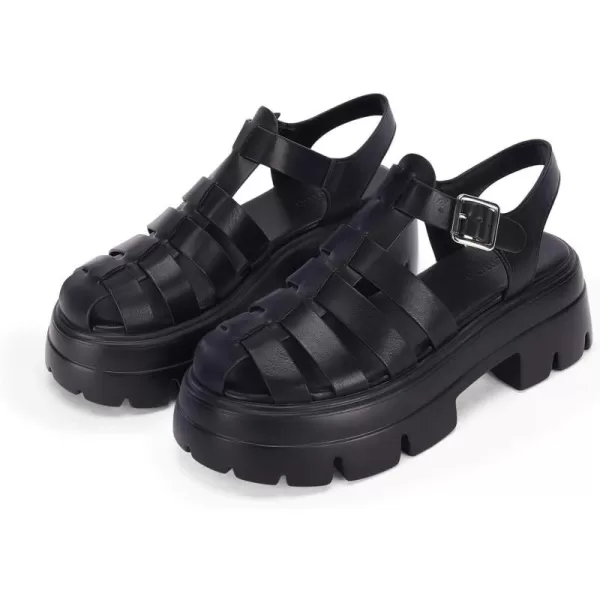 Coutgo Womens Platform Chunky Heels Sandals Gladiator Ankle Strap Heels Lug Sole Summer Fisherman Y2K Shoes