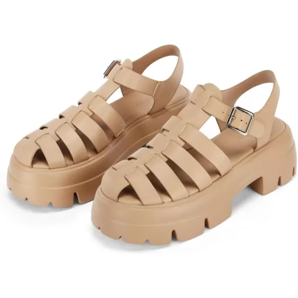 Coutgo Womens Platform Chunky Heels Sandals Gladiator Ankle Strap Heels Lug Sole Summer Fisherman Y2K Shoes