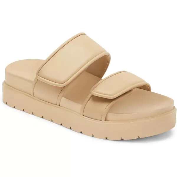 Coutgo Womens Platform Slide Sandals Comfort Adjustable Flatform Double Strap Flats Slip on Leather Footbed Sandals