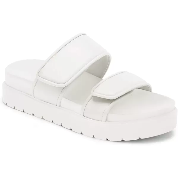 Coutgo Womens Platform Slide Sandals Comfort Adjustable Flatform Double Strap Flats Slip on Leather Footbed Sandals