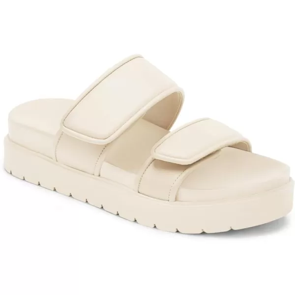 Coutgo Womens Platform Slide Sandals Comfort Adjustable Flatform Double Strap Flats Slip on Leather Footbed Sandals