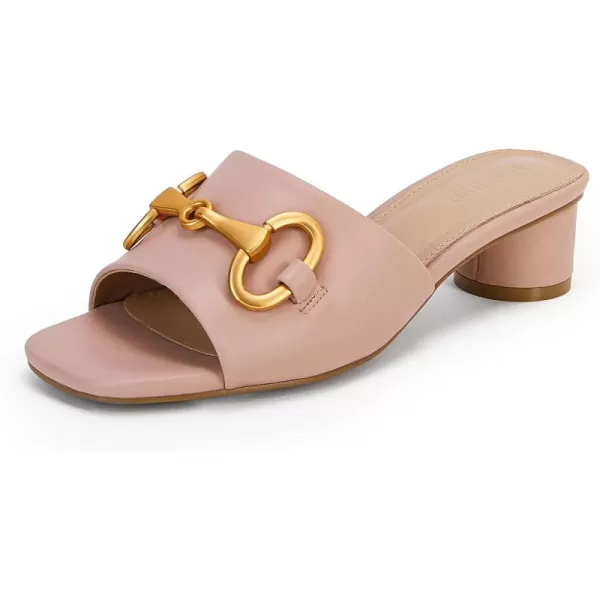 Coutgo Women's Sandals, Round Heel Peep Toe Slides, Single Band Comfortable Mules Chunky Slip-on with Metal Chain for Summer Spring Autumn