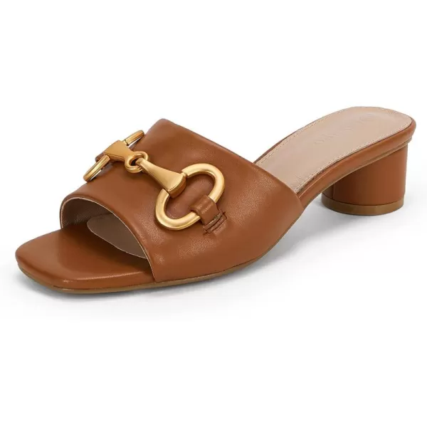 Coutgo Women's Sandals, Round Heel Peep Toe Slides, Single Band Comfortable Mules Chunky Slip-on with Metal Chain for Summer Spring Autumn