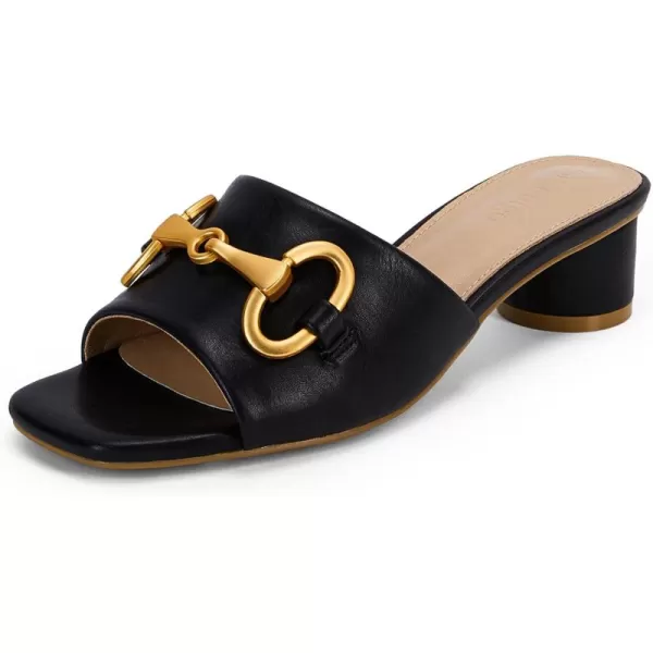 Coutgo Women's Sandals, Round Heel Peep Toe Slides, Single Band Comfortable Mules Chunky Slip-on with Metal Chain for Summer Spring Autumn