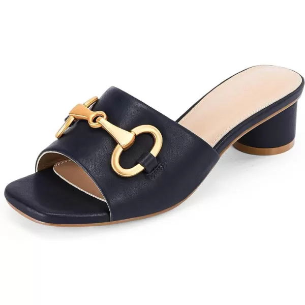 Coutgo Women's Sandals, Round Heel Peep Toe Slides, Single Band Comfortable Mules Chunky Slip-on with Metal Chain for Summer Spring Autumn