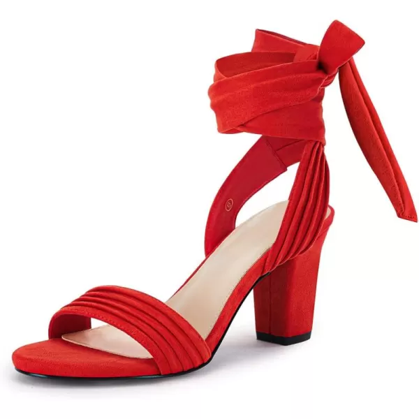 Coutgo Womens Strappy High Heels Chunky Heeled Sandals Bow Tie Lace Up Open Toe Pumps Dress Wedding Comfortable Shoes