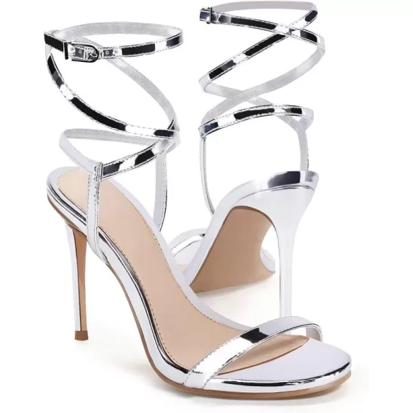 Coutgo Womens Strappy Lace up Heels Sandals Sexy High Heeled Ankle Strap Summer Dress Shoes