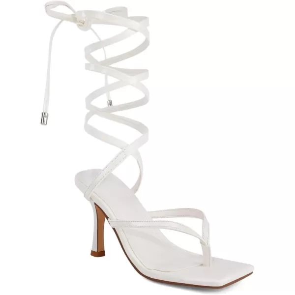 Coutgo Womens Strappy Thong Heels Sandals Sexy Lace up Wrap Ankle Strap Square Toe High Heeled Dress Summer Party Shoes