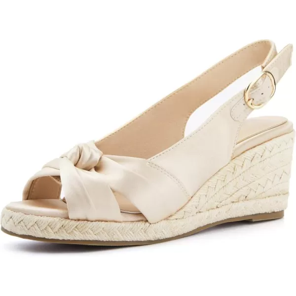 Women's Espadrille Wedge Sandals Tieknot Slingback Peep Toe Platform Ankle Buckle Sandals Slip On Mid Heel Casual Dress Shoes