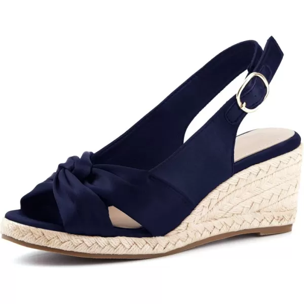Women's Espadrille Wedge Sandals Tieknot Slingback Peep Toe Platform Ankle Buckle Sandals Slip On Mid Heel Casual Dress Shoes
