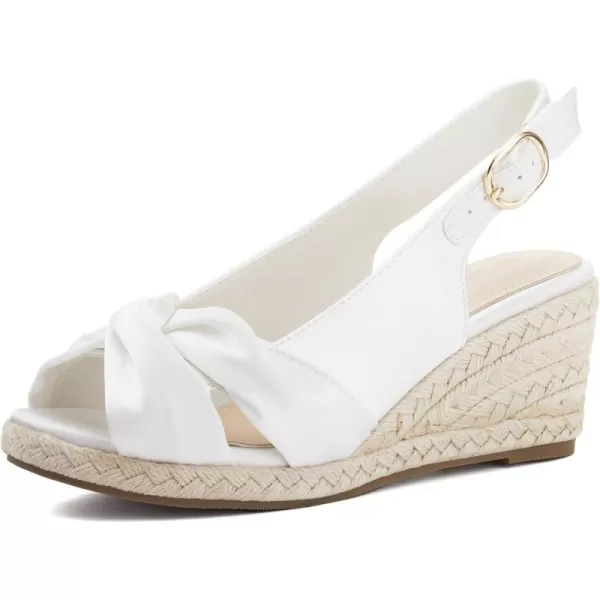 Women's Espadrille Wedge Sandals Tieknot Slingback Peep Toe Platform Ankle Buckle Sandals Slip On Mid Heel Casual Dress Shoes