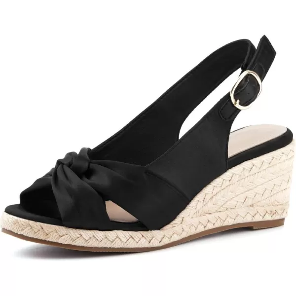 Women's Espadrille Wedge Sandals Tieknot Slingback Peep Toe Platform Ankle Buckle Sandals Slip On Mid Heel Casual Dress Shoes