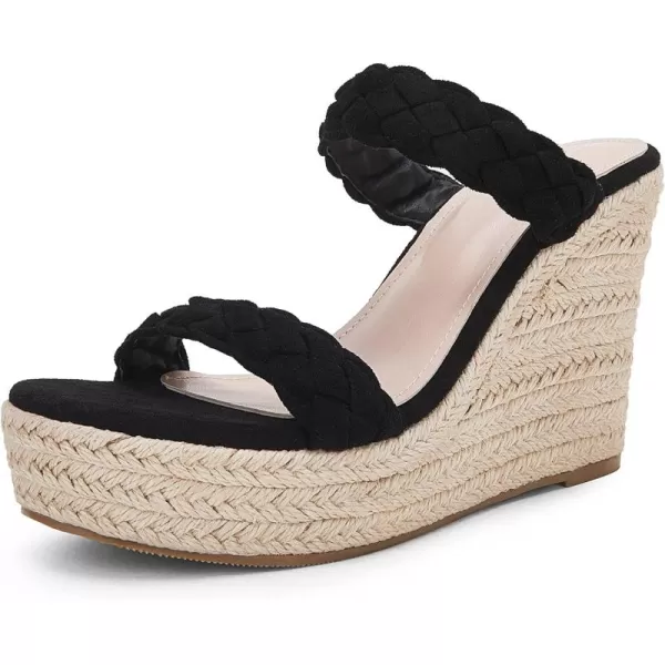 Womens Wedge Platform Sandals Espadrilles Two Strap Woven Slip On Summer Cute Slide Sandals
